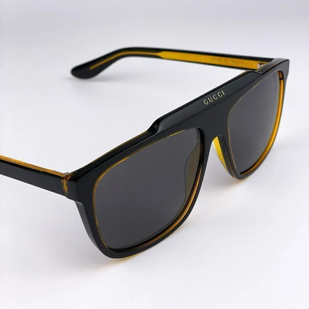 NEW GUCCI GG1039S 001 Black/Yellow Gray Aviator Plastic Men Sunglasses